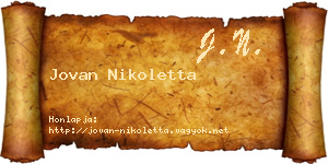 Jovan Nikoletta névjegykártya